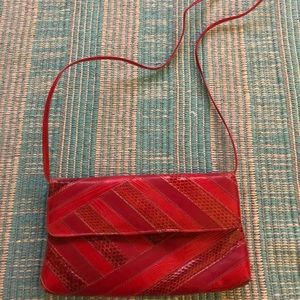 Red genuine snakeskin purse